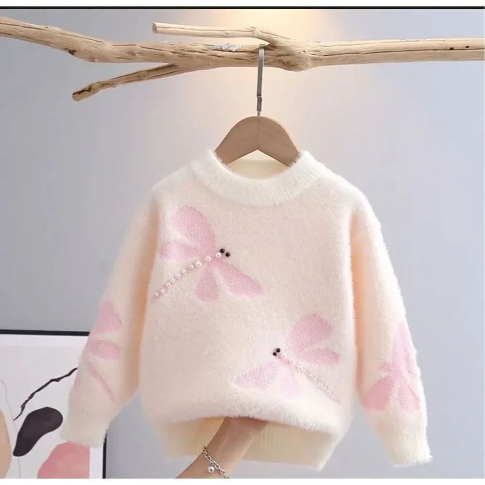Adorable Dragonfly Pattern Girls Sweater Preppy Style Pullover size 5 NWOT